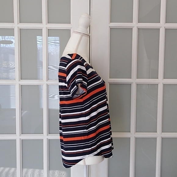 Alfani Petite Striped Shirttail T-Shirt Navy Bold Stripe - Picture 4 of 13